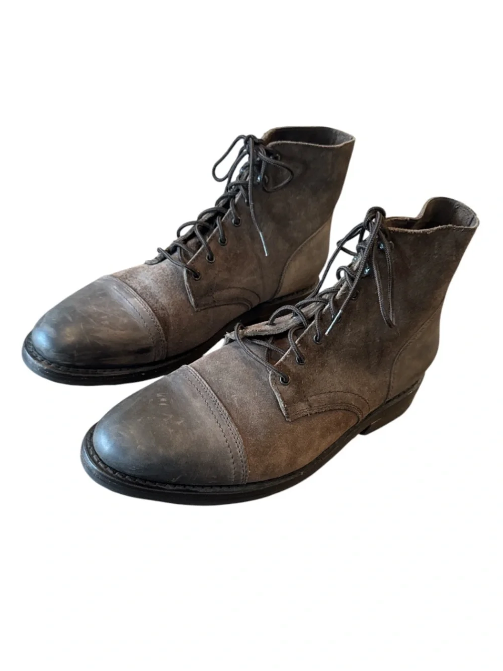 Thursday Captain Lace Up Boots Driftwood Mixed Leather Suede Cap Toe Size 12.5